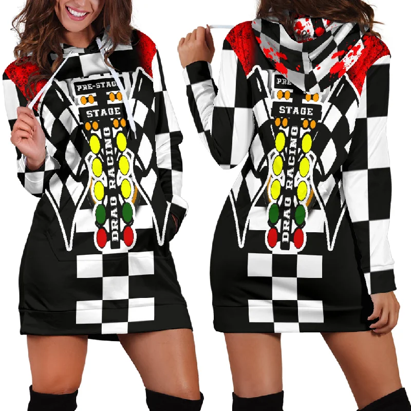 Drag Racing Hoodie Dress Red