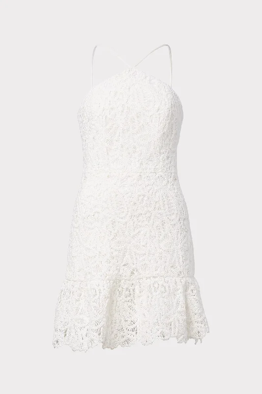 Dyan Crochet Embroidered High Neck Dress