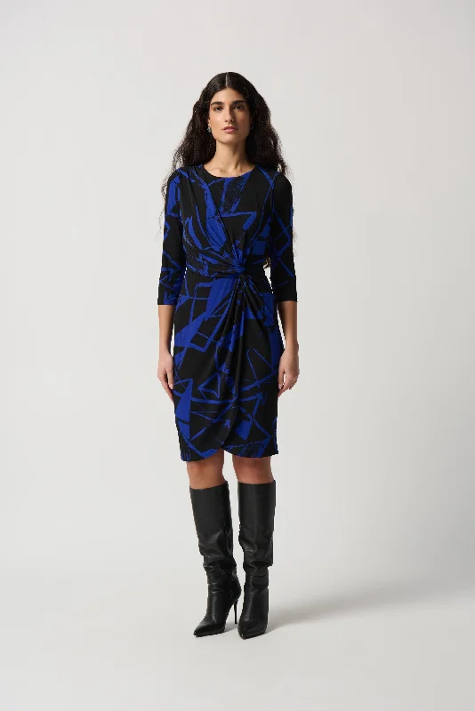 Geometric Print Silky Knit Sheath Dress