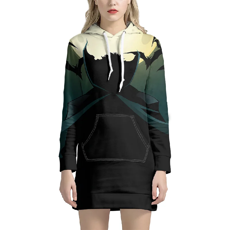 Halloween Vampire Silhouette Print Pullover Hoodie Dress