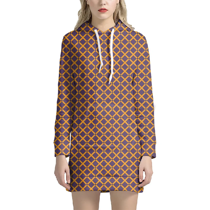 Halloween X Pattern Print Pullover Hoodie Dress