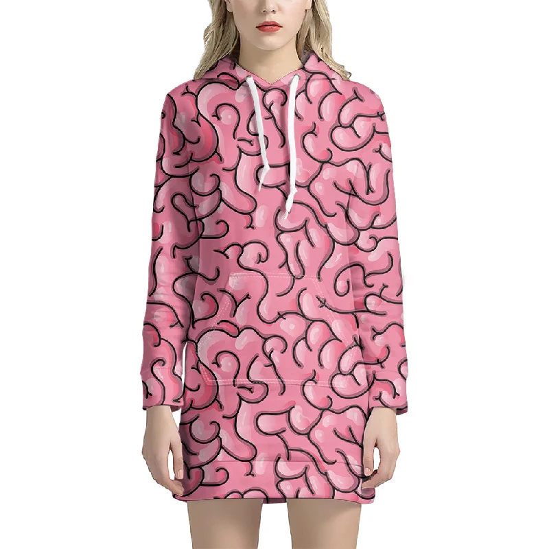 Halloween Zombie Brain Print Pullover Hoodie Dress