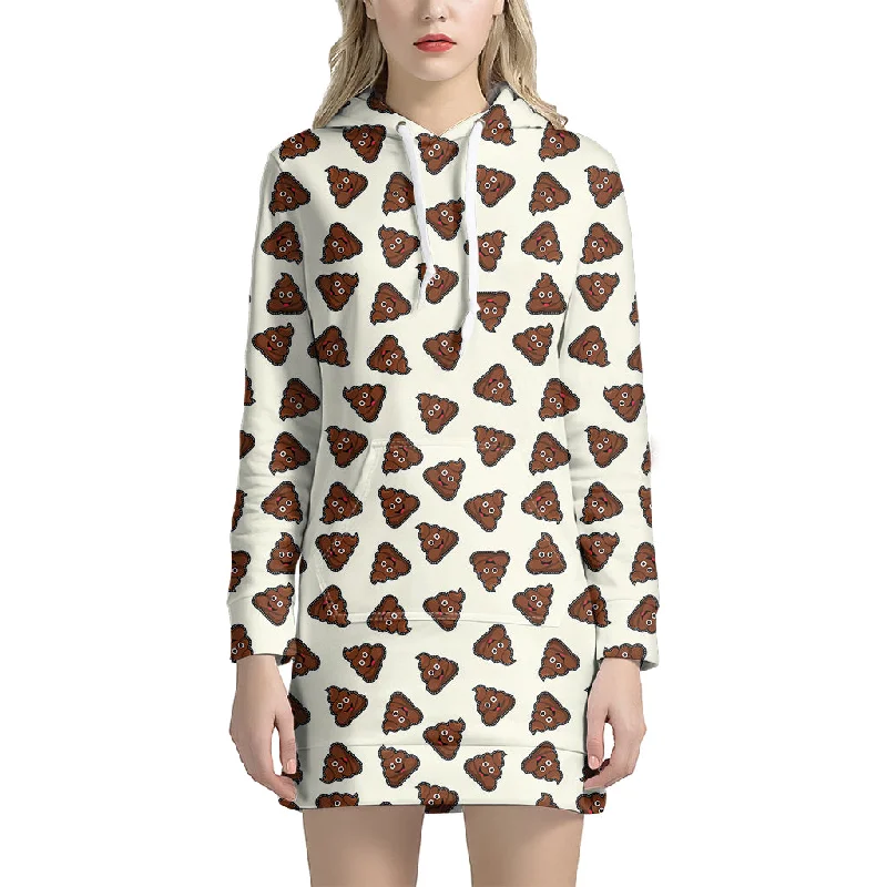 Happy Poop Pattern Print Pullover Hoodie Dress