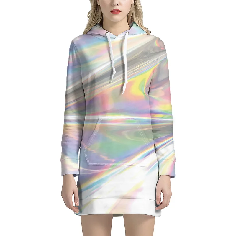 Holographic Art Print Pullover Hoodie Dress