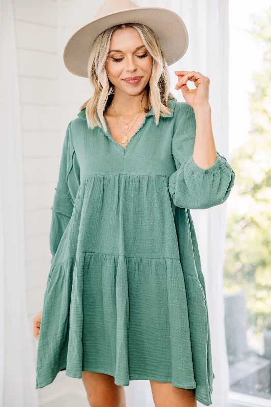 Know Who You Are Teal Blue Tiered Dress