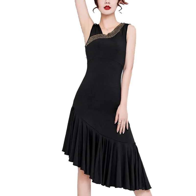 Asymmetric Knee-Length Latin Dress