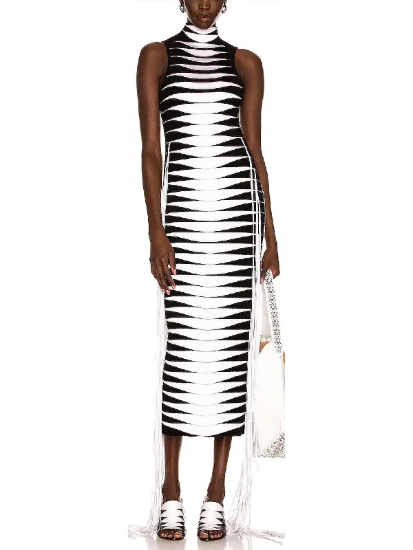 Long Geometric Fringed Tube Dress