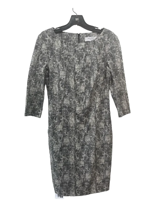 M.M. Lafleur Size 6 Black & Gray Cotton Blend Abstract 3/4 Sleeve Paneled Dress