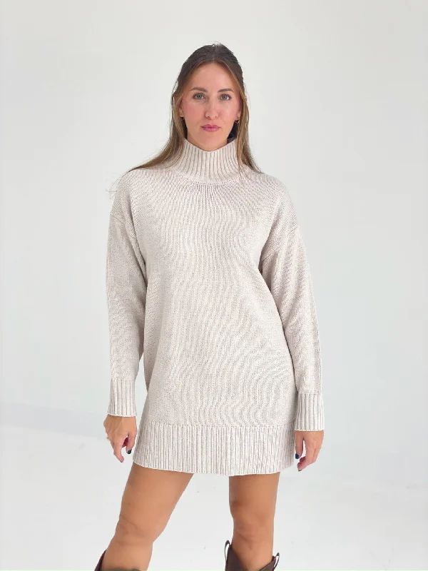 New Places Sweater Dress - Sand Beige