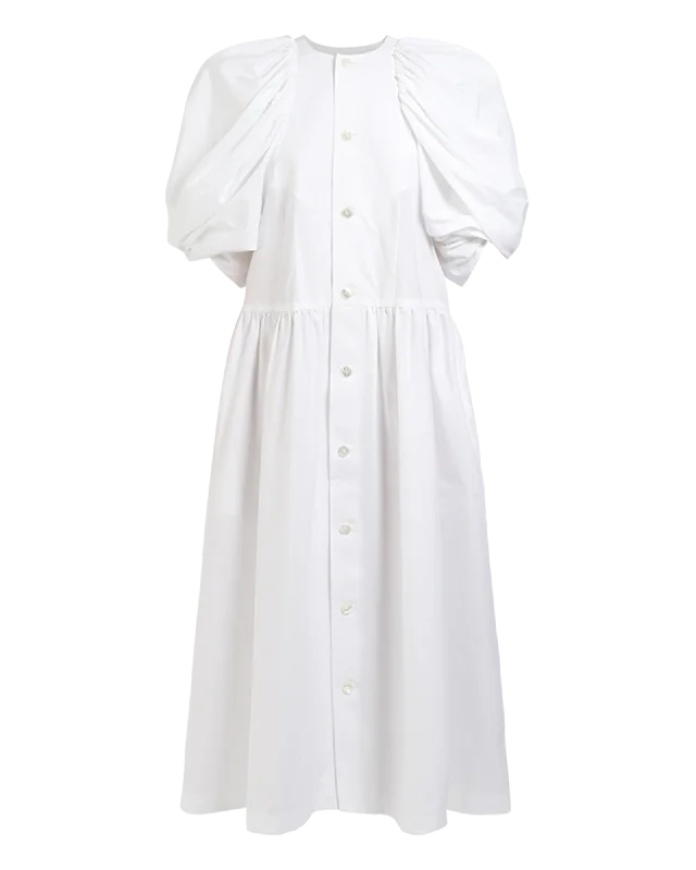 Balloon Sleeve Button Up Dress