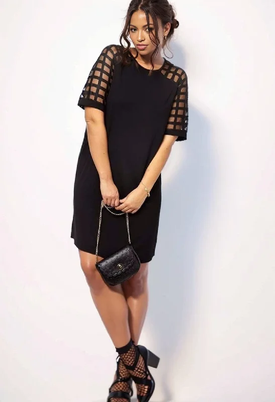 Plus Size Mesh Panel Slimming Dress