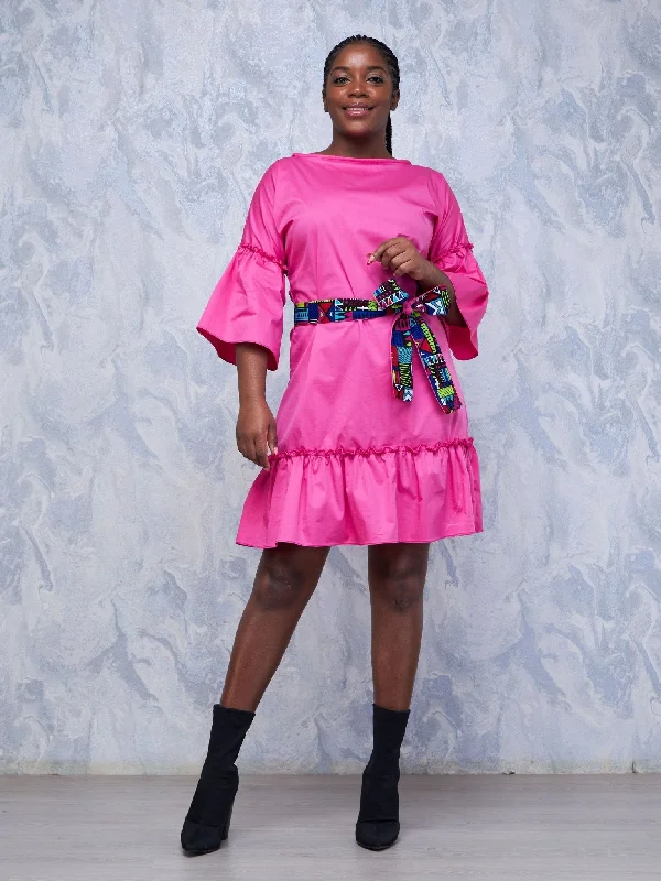 Safari Tawi Flounce Tent Dress - Pink