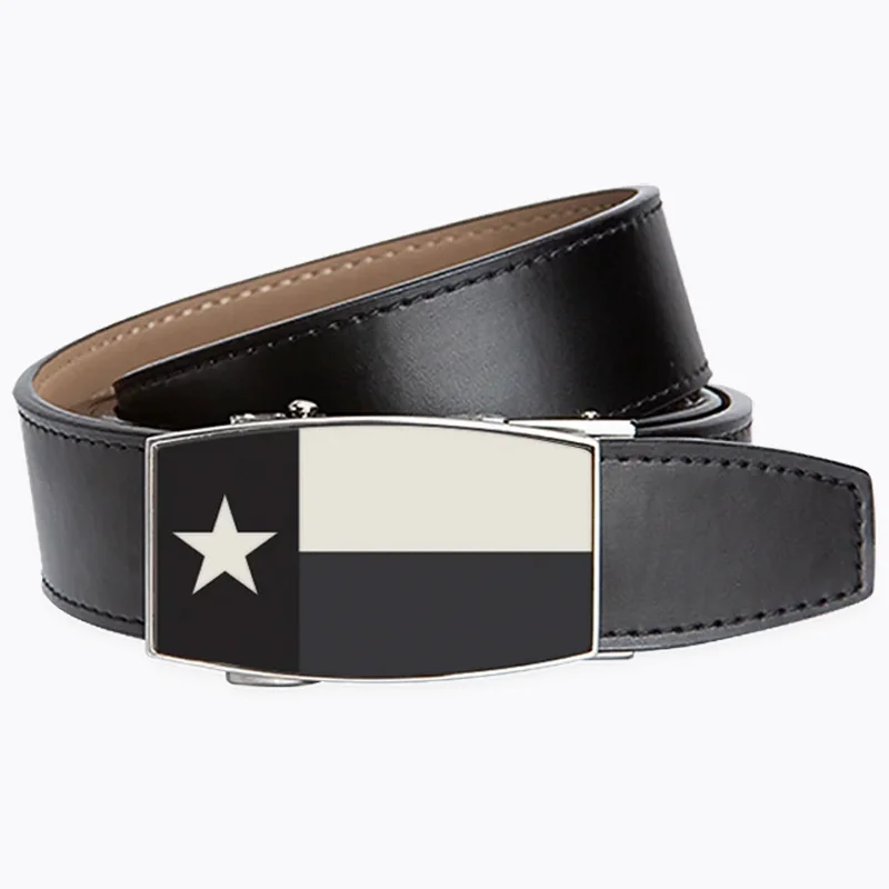 Texas Flag Black Aston Black, 1 3/8" Strap, Dress Ratchet Belt