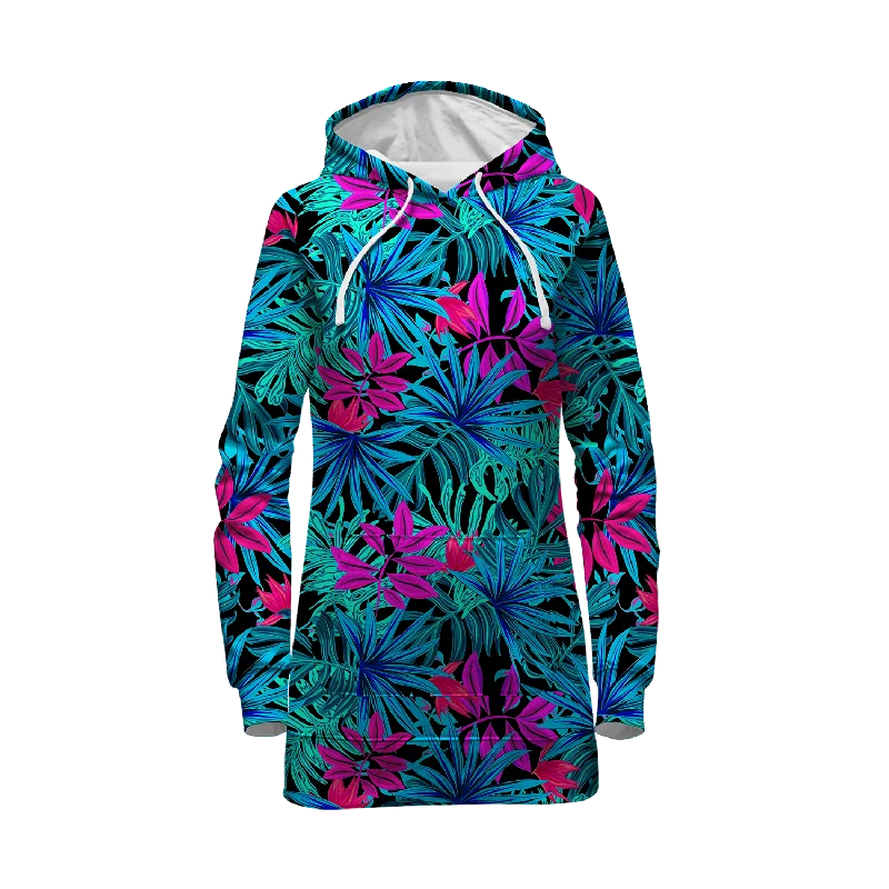Tropical Leaves Hoodie Dress