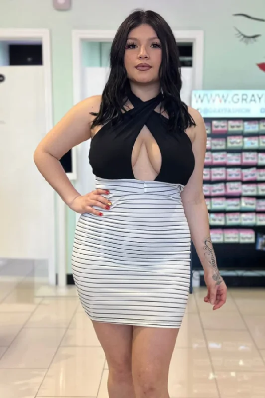 Twist Halter Striped Dress