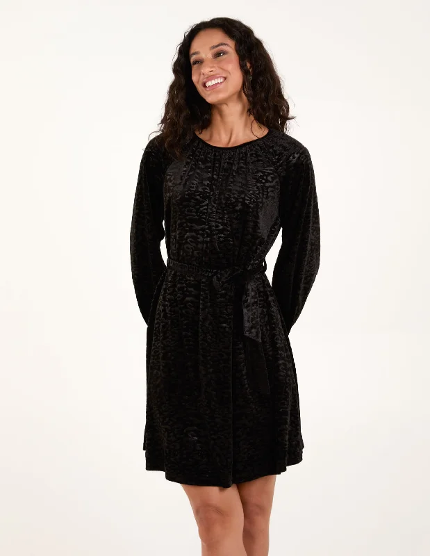 Velvet Belted Swing Dress