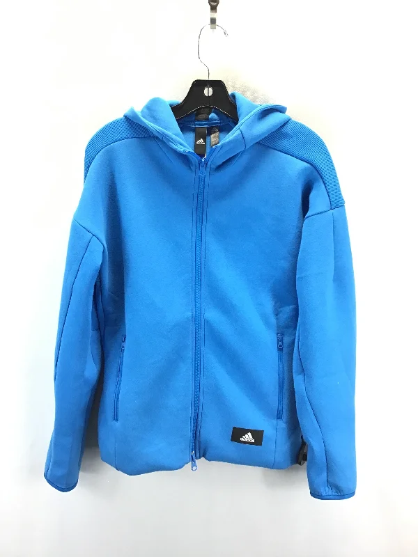 Athletic Jacket By Adidas In Blue, Size: M Snapped Jacket Toggled Jacket Drawstring Jacket Athletic Jacket By Adidas In Blue, Size: M Snapped Jacket Toggled Jacket Drawstring Jacket