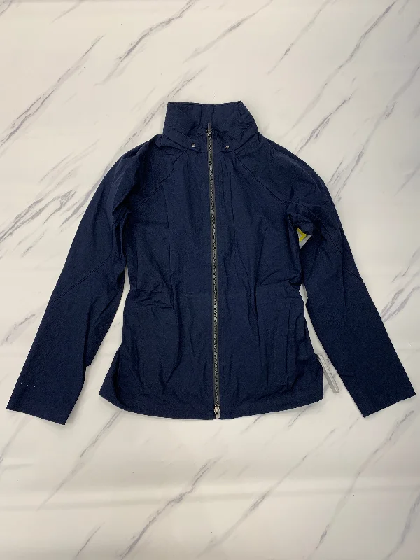Athletic Jacket By Athleta In Blue, Size: Xxs A-Line Jacket Boat Neck Shawl Collar