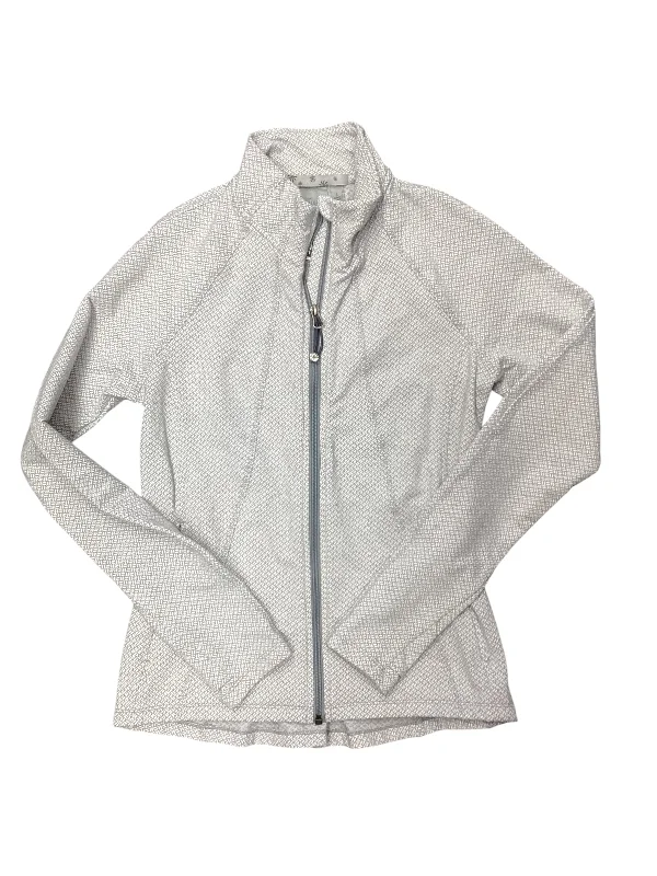 Athletic Jacket By Athleta In Grey, Size: S Striped Jacket Polka Dot Jacket Floral Jacket Athletic Jacket By Athleta In Grey, Size: S Striped Jacket Polka Dot Jacket Floral Jacket