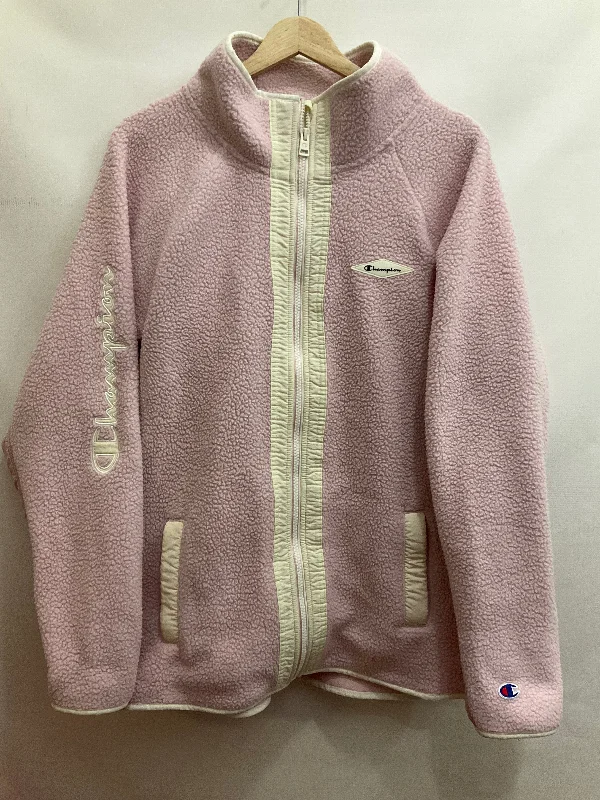 Athletic Jacket By Champion In Pink, Size: Xl Satin Jacket Silk Jacket Chiffon Jacket Athletic Jacket By Champion In Pink, Size: Xl Satin Jacket Silk Jacket Chiffon Jacket
