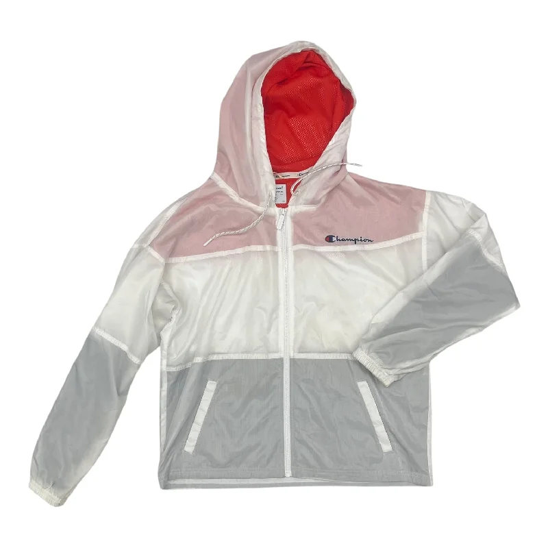 Athletic Jacket By Champion In White, Size:M Faux Fur Jacket Real Fur Jacket Shearling Jacket Athletic Jacket By Champion In White, Size:M Faux Fur Jacket Real Fur Jacket Shearling Jacket