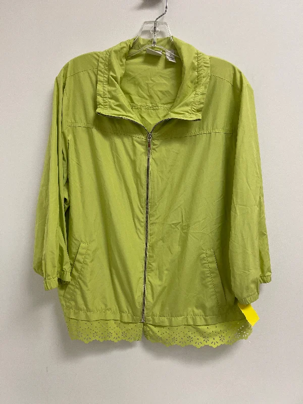 Athletic Jacket By Chicos In Green, Size: Xl Welt Pockets Slit Pockets Flap Pockets