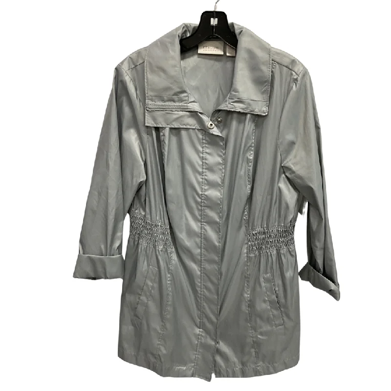 Athletic Jacket By Chicos In Silver, Size: L Hoodie Zip-Up Jacket Button-Up Jacket