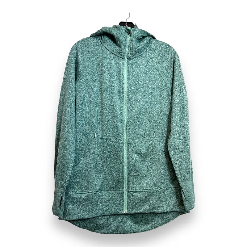 Athletic Jacket By Eddie Bauer In Green, Size: M Cotton Fabric Linen Fabric Terry Fabric