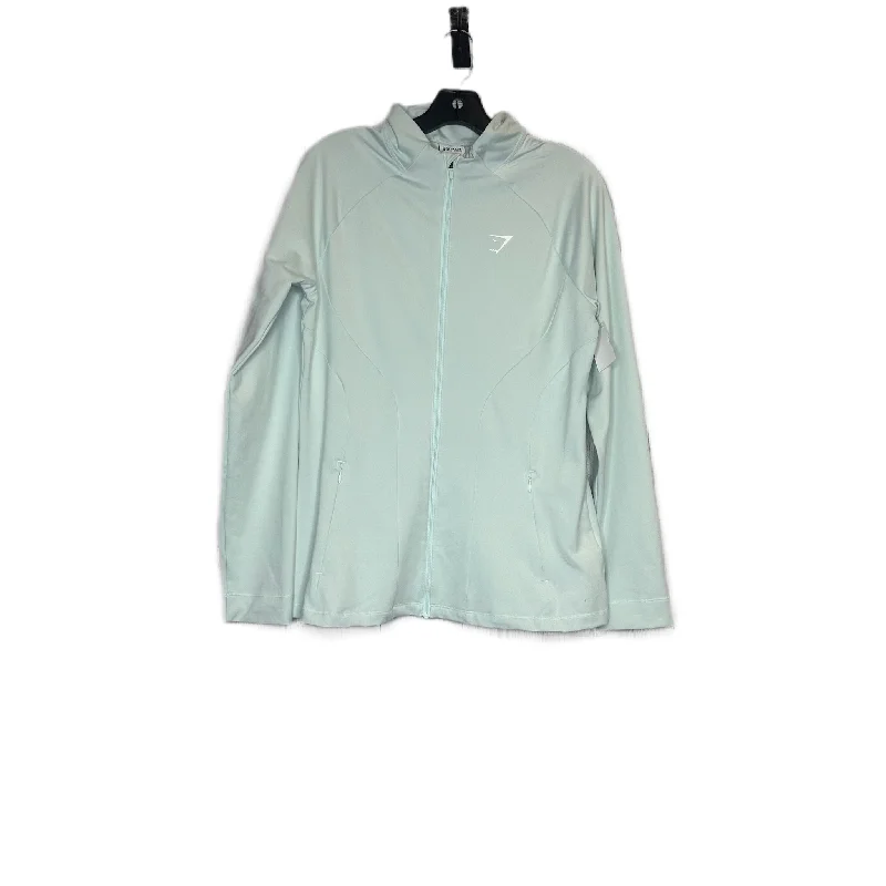 Athletic Jacket By Gym Shark In Blue, Size: L Satin Jacket Silk Jacket Chiffon Jacket Athletic Jacket By Gym Shark In Blue, Size: L Satin Jacket Silk Jacket Chiffon Jacket