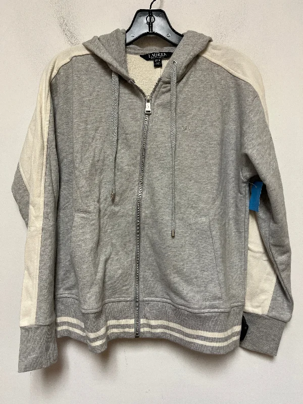 Athletic Jacket By Lauren By Ralph Lauren In Grey, Size: Xs Ribbed Jacket Pleated Jacket Ruffled Jacket Athletic Jacket By Lauren By Ralph Lauren In Grey, Size: Xs Ribbed Jacket Pleated Jacket Ruffled Jacket