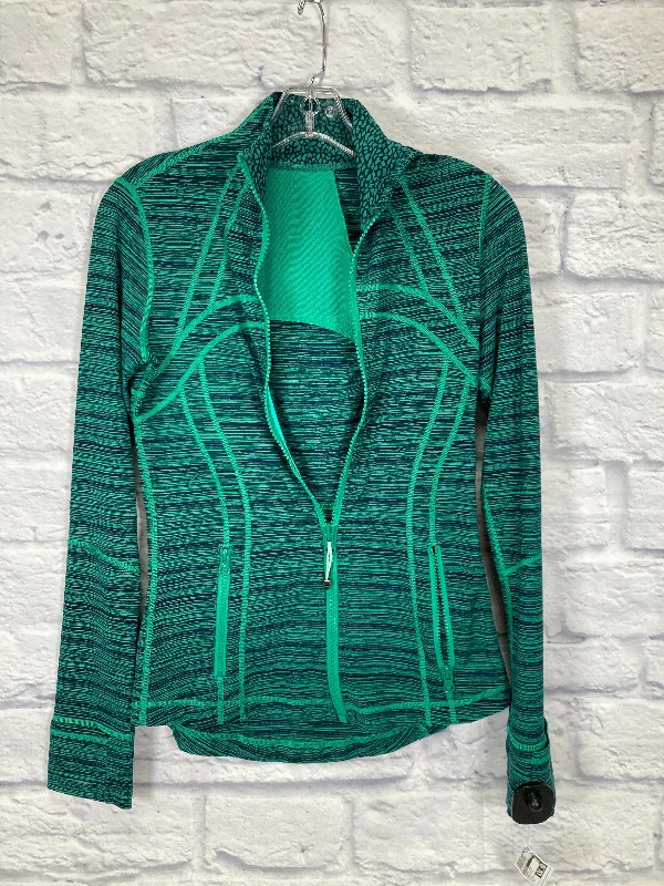 Athletic Jacket By Lululemon In Green & Purple, Size: S Ribbed Jacket Pleated Jacket Ruffled Jacket Athletic Jacket By Lululemon In Green & Purple, Size: S Ribbed Jacket Pleated Jacket Ruffled Jacket