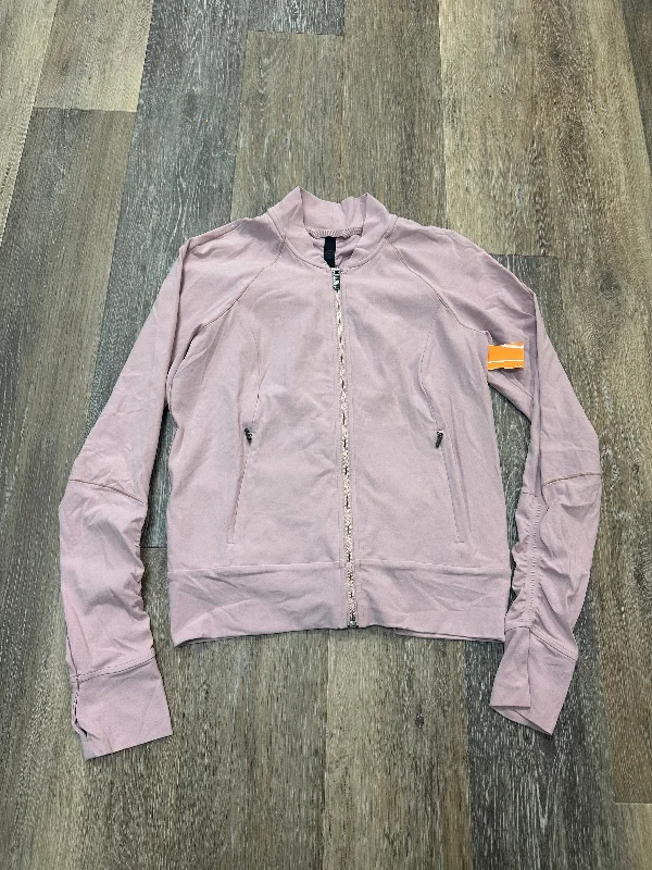 Athletic Jacket By Lululemon In Pink, Size: M Welt Pockets Slit Pockets Flap Pockets Athletic Jacket By Lululemon In Pink, Size: M Welt Pockets Slit Pockets Flap Pockets