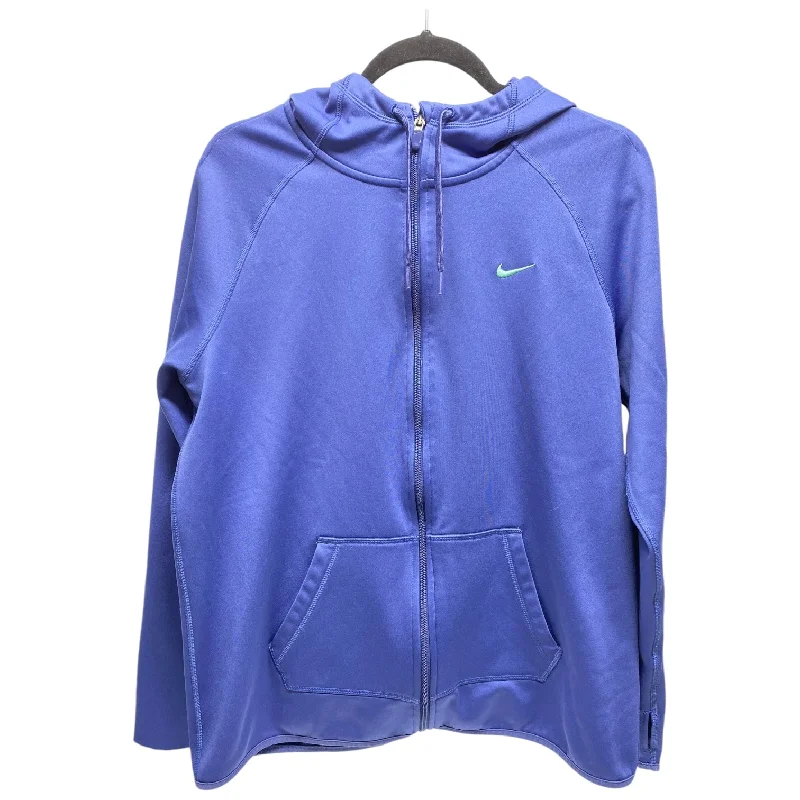 Athletic Jacket By Nike Apparel In Blue, Size: L Front Pockets Side Pockets Patch Pockets Athletic Jacket By Nike Apparel In Blue, Size: L Front Pockets Side Pockets Patch Pockets