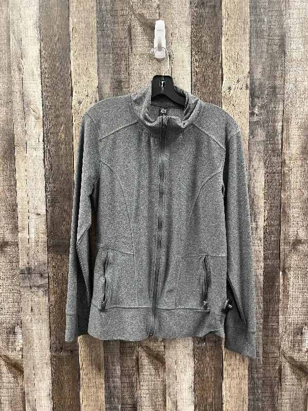 Athletic Jacket By Rbx In Grey, Size: L Lace Jacket Ribbed Jacket Sequined Jacket