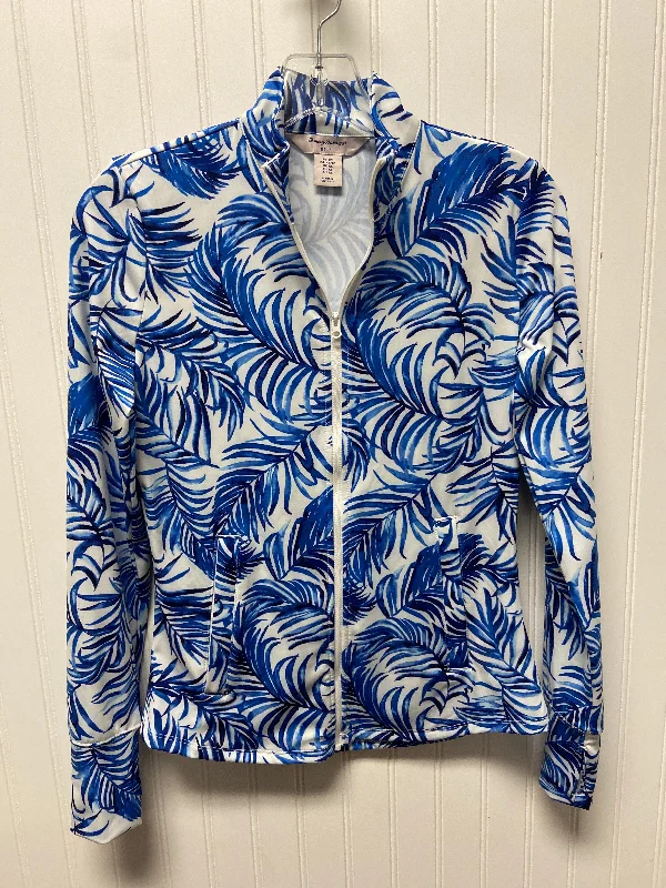 Athletic Jacket By Tommy Bahama In Blue & White, Size: Xs Denim Fabric Leather Fabric Suede Fabric Athletic Jacket By Tommy Bahama In Blue & White, Size: Xs Denim Fabric Leather Fabric Suede Fabric