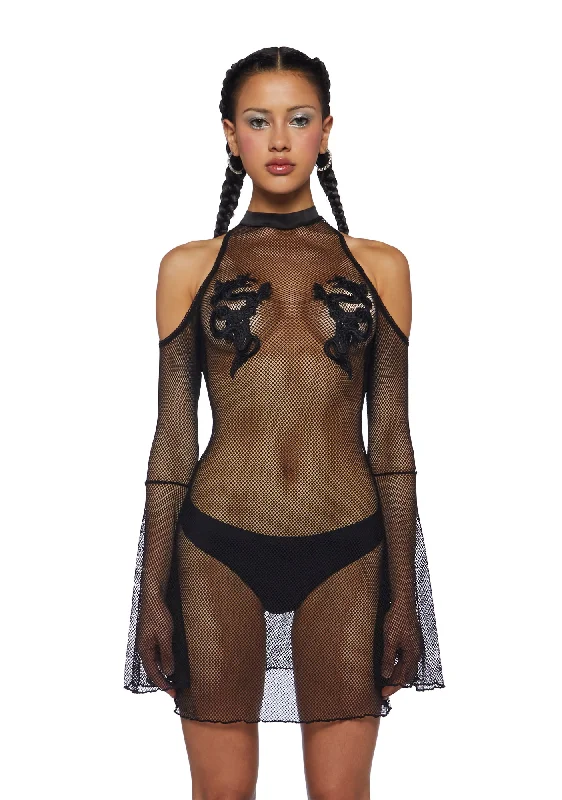 Bad Luck Dragon Mini Dress Classic Black Mini Dress