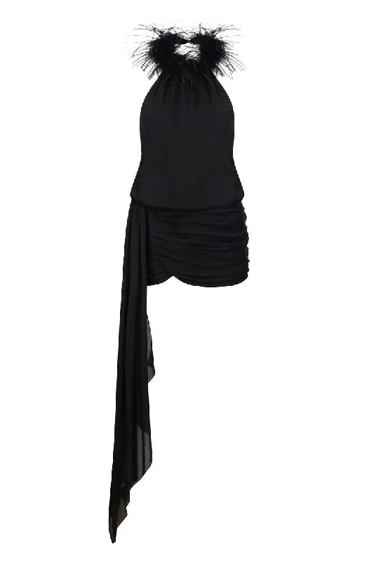 BLACK ANGELINA MINI DRESS Chic Halter Mini Dress