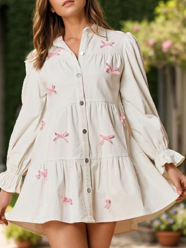 Blue Zone Planet |  Collared Neck Flounce Sleeve Mini Dress Trendy Floral Mini Dress