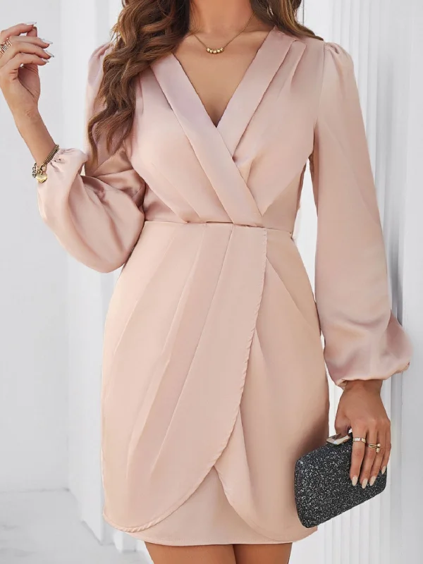 Blue Zone Planet | Ruched Surplice Long Sleeve Mini Dress Trendy Mini Dress with Belt Blue Zone Planet | Ruched Surplice Long Sleeve Mini Dress Trendy Mini Dress with Belt