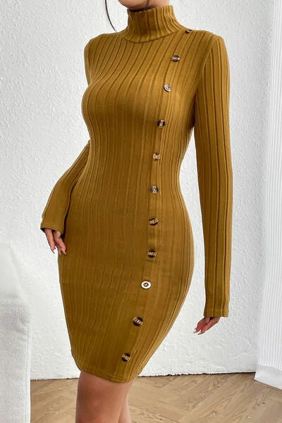 Blue Zone Planet |  Turtleneck Long Sleeve Mini Dress Elegant Lace Mini Dress