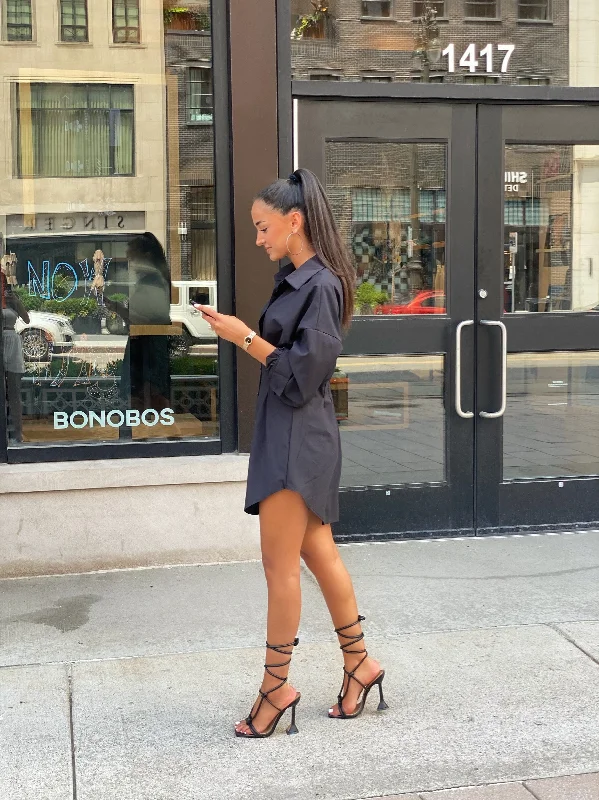 BOYFRIEND BUTTON UP MINI DRESS Classic Striped Mini Dress