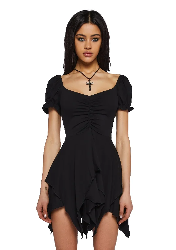 Chasin' Rainbows Mini Dress - Black Cozy Long Sleeve Mini Dress