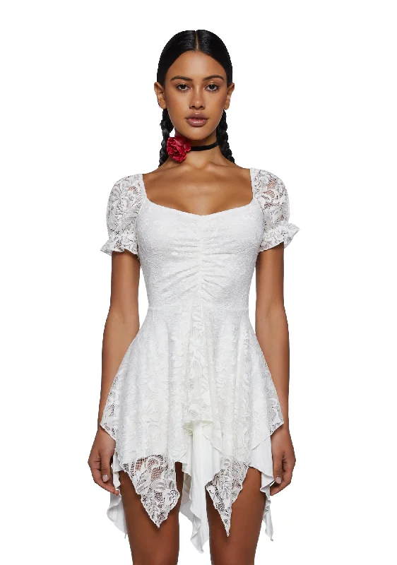 Chasin' Rainbows Mini Dress - Ivory Comfortable Off-Shoulder Mini Dress