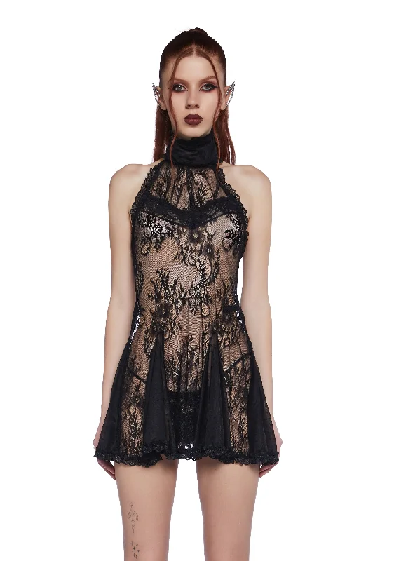 Darling Darkness Mini Dress Cozy Knitted Mini Dress