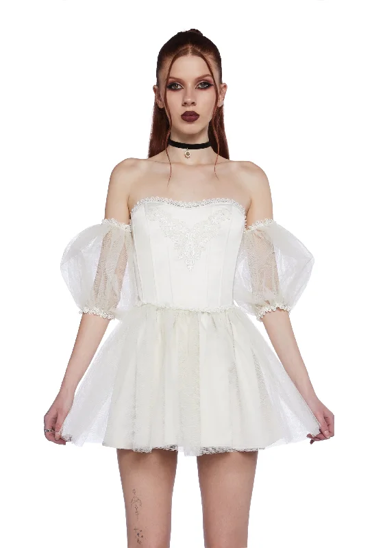 Eternal Sacrifice Mini Dress - White Elegant Tulle Mini Dress
