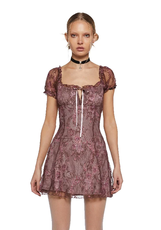 Hard To Love Lace Mini Dress Comfortable Ruffle Mini Dress