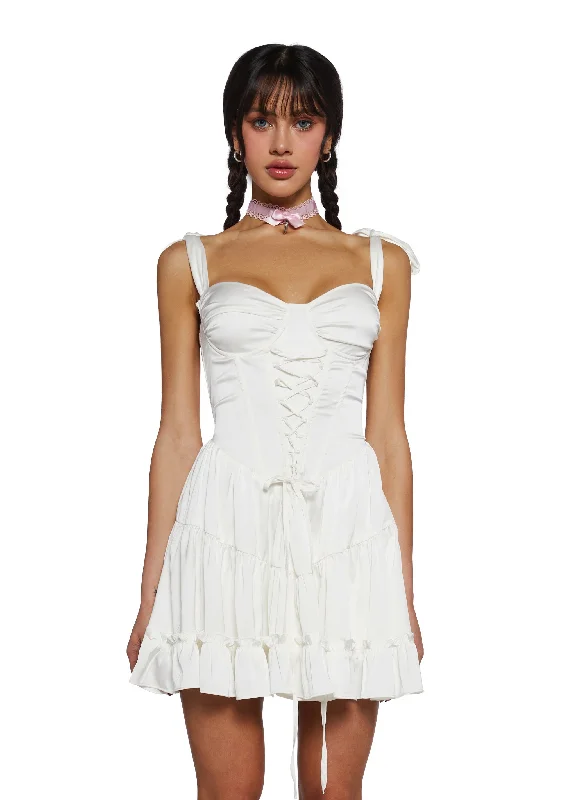 Holding Court Mini Dress - Off White Fashionable Party Mini Dress