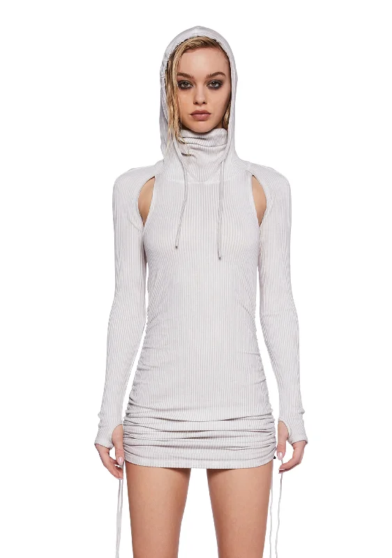 Pitch Ruched Mini Dress - White Elegant Lace Mini Dress