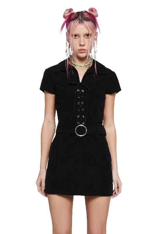Inch By Inch Mini Dress - Black Fashionable Mini Dress with Pockets