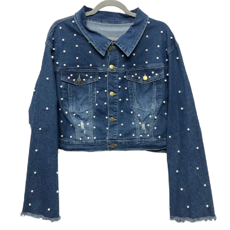 Jacket Denim By Cmf In Blue Denim, Size: 3x Knit Jacket Woven Jacket Fleece Jacket